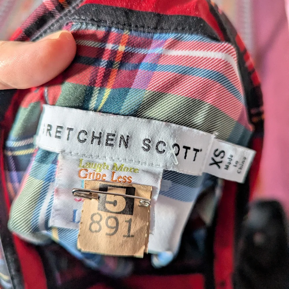 Gretchen Scott Duke Of York Puff Sleeves Tartan Plaid Top XS